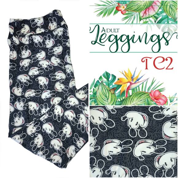 LuLaRoe Disney Mickey Mouse Leggings TC2 NEW Black White Gray Pink Buttery Soft - Picture 9 of 9